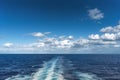 Trace of cruise ship on water surface of sea Royalty Free Stock Photo