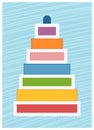 Trace the dotted lines, education game for children. Kids pyramid