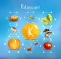 Trace element potassium in food. Concept Royalty Free Stock Photo