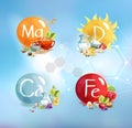 Trace elements for human health: magnesium, potassium, calcium, vitamin D Royalty Free Stock Photo