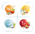 Trace elements for human health: magnesium, potassium, calcium, vitamin D Royalty Free Stock Photo