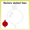 Trace game for children. Cartoon beet root. Restore dashed line and color picture