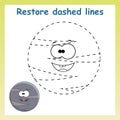 Trace game for children. Cartoon pluto planet. Restore dashed l