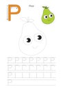 Trace game for letter P. Pear.