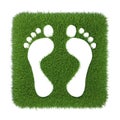 Trace of human foot on green grass Royalty Free Stock Photo