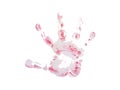 Trace of a human hand. Vector print of a child palm, red. The object is isolated on a white background. Royalty Free Stock Photo