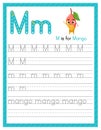 Trace letter M uppercase and lowercase. Alphabet tracing practice preschool worksheet for kids learning English with Royalty Free Stock Photo