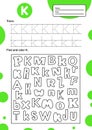 Trace letter worksheet a4 for kids preschool and school age. Game for children. Find and color