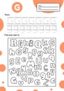 Trace letter worksheet a4 for kids preschool and school age. Game for children. Find and color