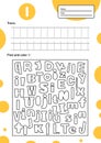 Trace letter worksheet a4 for kids preschool and school age. Game for children. Find and color