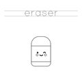 Trace word and color cute kawaii eraser.