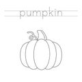 Trace the letters and color cute pumpkin. Handwriting practice for kids Royalty Free Stock Photo