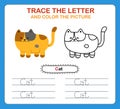 Trace letters of english alphabet and coloring book