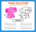 Trace letters of english alphabet and coloring book