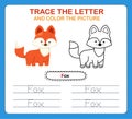 Trace letters of english alphabet and coloring book