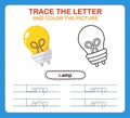 Trace letters of english alphabet and coloring book