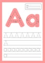 Trace letters worksheet a4 for kids preschool and school age.