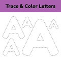 Trace line letter for kindergarten and preshool kids. Write and color.