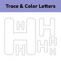 Trace line letter for kindergarten and preshool kids. Write and color.