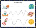 Trace lines from animals astronauts to the planets. Activity page for kids