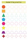 Trace lines for kids geometric shapes development practice handwriting for kids vector