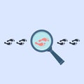 trace in the magnifying glass. concept detective. vector symbol