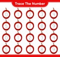 Trace the number. Tracing number with Ita Palm. Educational children game, printable worksheet, vector illustration Royalty Free Stock Photo