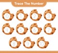 Trace the number. Tracing number with Cookies. Educational children game