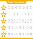 Trace the number. Tracing number with Stars. Educational children game Royalty Free Stock Photo