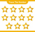 Trace the number. Tracing number with Stars. Educational children game Royalty Free Stock Photo