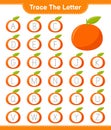 Trace the number. Tracing number with Tangerin. Educational children game, printable worksheet, vector illustration