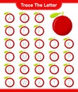 Trace the number. Tracing number with Yumberry. Educational children game, printable worksheet, vector illustration