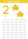 Trace numbers. Number 2 two. Cute cartoon yellow ugli fruits. Royalty Free Stock Photo
