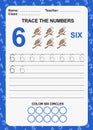 Trace and write number for children. Exercise for children to recognize the number Royalty Free Stock Photo