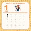 Trace and write number for children. Exercise for children to recognize the number. Royalty Free Stock Photo