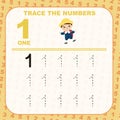 Trace and write number for children. Exercise for children to recognize the number. Royalty Free Stock Photo