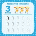 Trace and write number for children. Exercise for children to recognize the number. Royalty Free Stock Photo