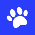 Trace from the paws sign icon in trendy flat style isolated on purple background. For your web site design, logo, app Royalty Free Stock Photo