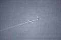 Trace of the plane in the sky Royalty Free Stock Photo