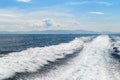 Trace tail of speed boat on water surface in the sea Royalty Free Stock Photo