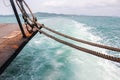 Trace tail of speed boat on water surface in the sea Royalty Free Stock Photo