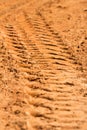 trace of a tyre in the sand Royalty Free Stock Photo