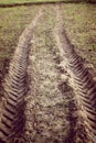 Trace of tyre in the sand Royalty Free Stock Photo