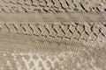 The trace of a tyre in the sand Royalty Free Stock Photo