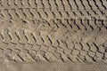 The trace of tyres in the sand Royalty Free Stock Photo