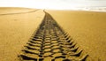 Trace of wheels on the sand Royalty Free Stock Photo