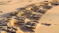 Trace of wheels on the sand Royalty Free Stock Photo