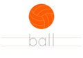 Trace word ball. English worksheet for kids. Cartoon colorful ball.