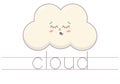 Trace word cloud. English worksheet for kids. Cartoon cute colorful cloud.