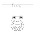 Trace word and color cute cartoon frog.